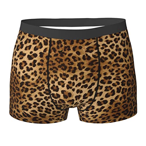 COMAAM Süße Leopard Herren Boxershorts (Multi-Faceted) Herren Elastische Boxershorts Leggings Unterhosen, Schwarz, Medium von COMAAM