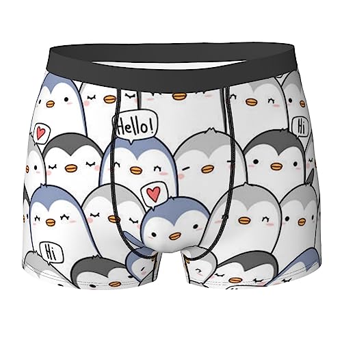 COMAAM Süße Pinguin Herren Boxershorts (Multi-Faceted) Herren Elastische Boxershorts Leggings Unterhosen, Schwarz, L von COMAAM