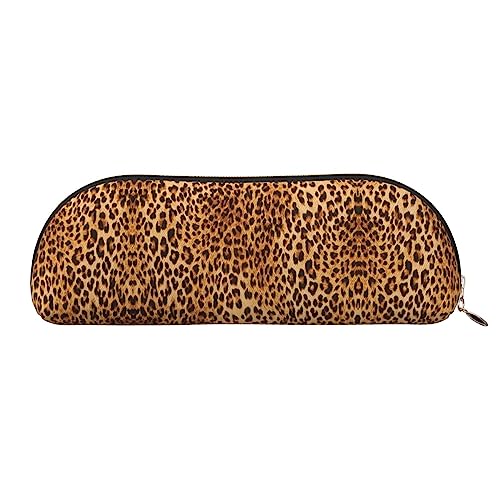 COMAAM Tropische Blätter Leder Halbrunde Aufbewahrungstasche Große Kapazität Stift Bleistift Tasche Geeignet Für Die Aufbewahrung Von Stiften Und Kosmetik, leopardenmuster, Einheitsgröße, von COMAAM