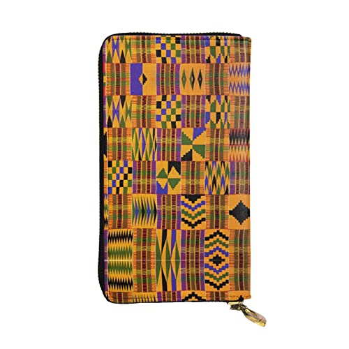 Happy Camper Leder Lange Handheld Geldbörse Damen Brieftasche Für Kreditkarte Bargeld Münze Lagerung, Afrikanische Ethno-Textur, Einheitsgröße von COMAAM