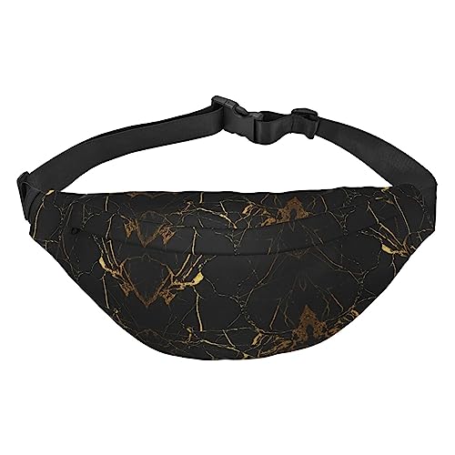 Jagd Fliegende Wilde Enten Reise Laufen Große Umhängetasche Herren Und Frauen Sport Taille Tasche Crossbody Tasche, Schwarz Gold Marmor, Einheitsgröße von COMAAM