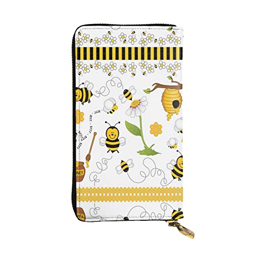 Koala Eat Leaf Leder Lange Handheld Geldbörse Damen Brieftasche Für Kreditkarte Bargeld Münze Lagerung, Flying Bees Daisy Honig, Einheitsgröße von COMAAM