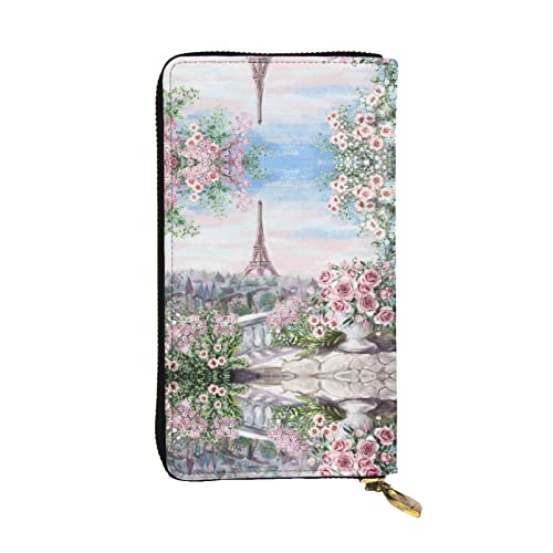 Lustige Yoga Frosch Leder Lange Handheld Brieftasche Frauen Brieftasche Für Kreditkarte Bargeld Münze Lagerung, Schöner Turm Paris, Einheitsgröße von COMAAM