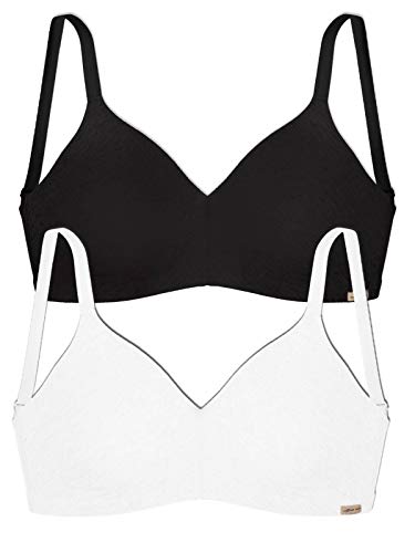 COMAZO Earth 2er Sparpack Damen BH gemoldet, Gr.75-A, schwarz-Weiss von COMAZO