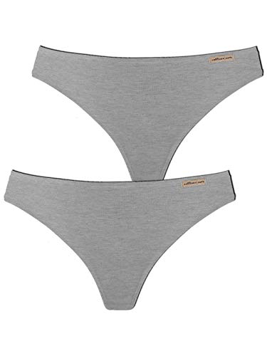 COMAZO Earth 2er Sparpack Damen String, Gr.42, grau-Melange von COMAZO
