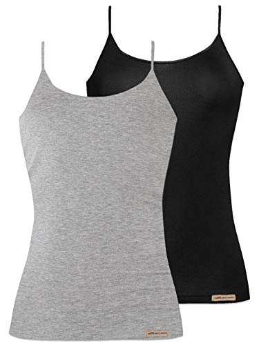COMAZO Earth 2er Sparpack Damen Trägershirt, Gr.38, grau-Melange-schwarz von Comazo