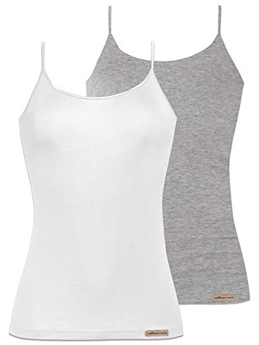 COMAZO Earth 2er Sparpack Damen Trägershirt, Gr.40, grau-Melange-Weiss von Comazo