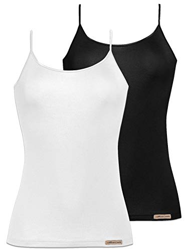COMAZO Earth 2er Sparpack Damen Trägershirt, Gr.40, schwarz-Weiss von COMAZO