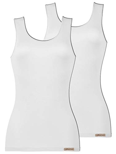 COMAZO Earth 2er Sparpack Damen Unterhemd Achselträger, Gr.42, Weiss von Comazo