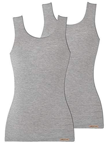 COMAZO Earth 2er Sparpack Damen Unterhemd Achselträger, Gr.44, grau-Melange von COMAZO