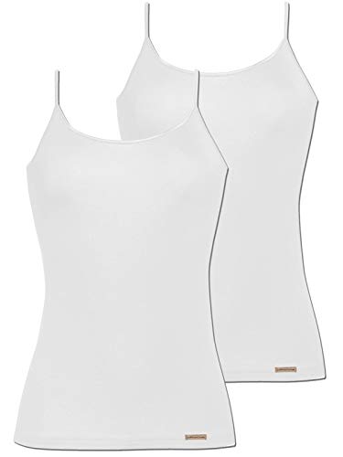 Comazo Earth 2er Sparpack Damen Unterhemd Spaghettiträger, Gr.40, Weiss von Comazo