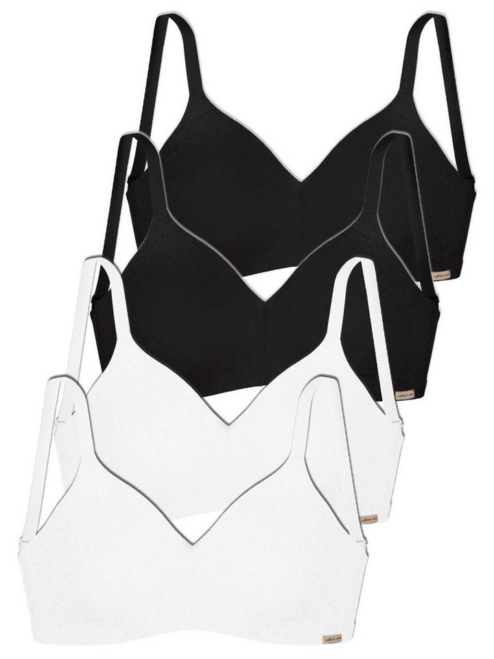 COMAZO Set: Bügelloser BH 4er Pack Damen Soft BH ohne Bügel 2764 (Spar-Set, 4-tlg) Vegan von COMAZO
