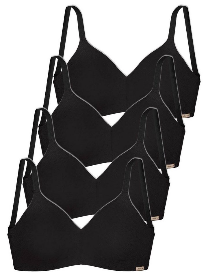 COMAZO Set: Bügelloser BH 4er Pack Damen Soft BH ohne Bügel 2764 (Spar-Set, 4-tlg) Vegan von COMAZO
