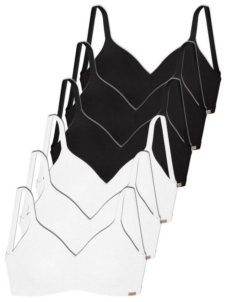 COMAZO Set: Bügelloser BH 6er Pack Damen Soft BH ohne Bügel 2764 (Packung, 6-tlg) Vegan von COMAZO