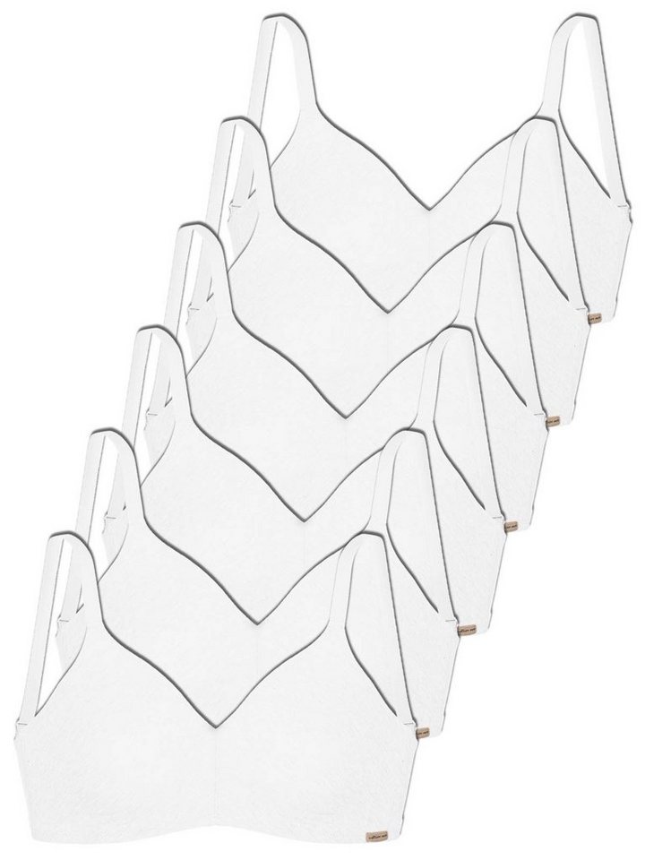 COMAZO Set: Bügelloser BH 6er Pack Damen Soft BH ohne Bügel 2764 (Packung, 6-tlg) Vegan von COMAZO