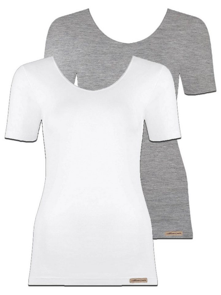 COMAZO Unterhemd 2er Pack Baumwoll Damen Shirt Unterhemd (Stück, 2-St) Vegan von COMAZO