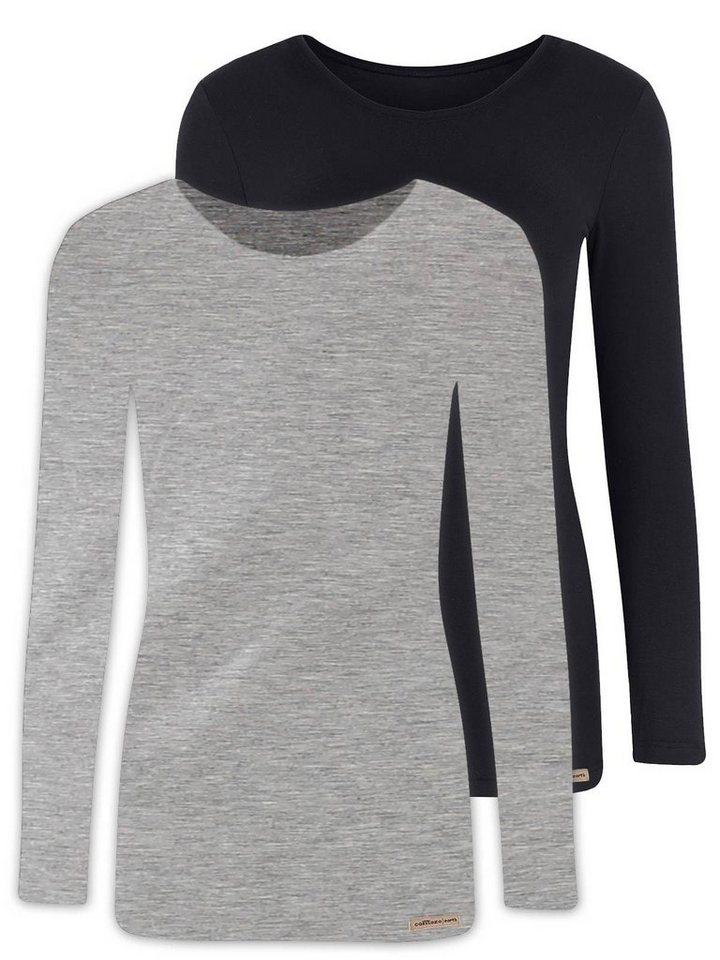 COMAZO Unterziehshirt 2er Pack Damen Langarm Shirt 2764 (Stück, 2-St) Vegan von COMAZO