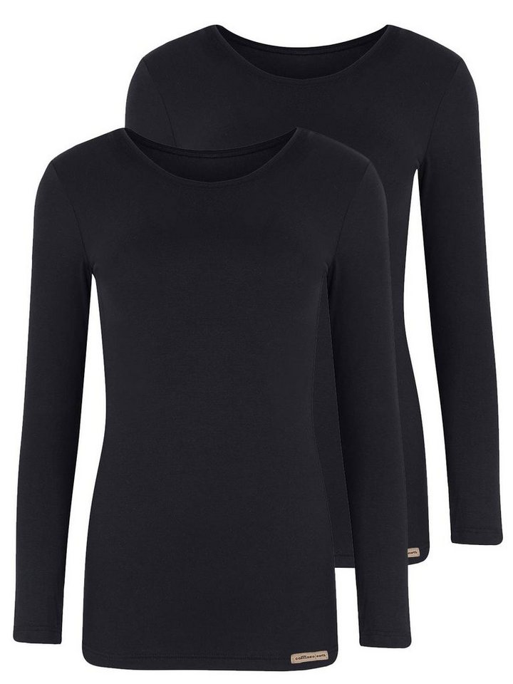 COMAZO Unterziehshirt 2er Pack Damen Baumwoll Langarm Shirt (Stück, 2-St) Vegan von COMAZO