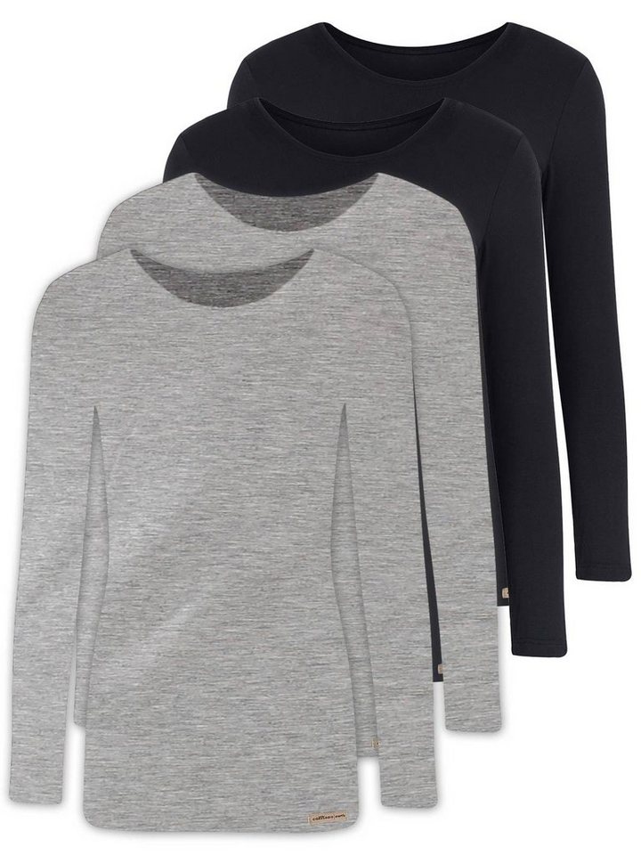 COMAZO Unterziehshirt 4er Pack Damen Langarm Shirt 2764 (Spar-Set, 4-St) Vegan von COMAZO