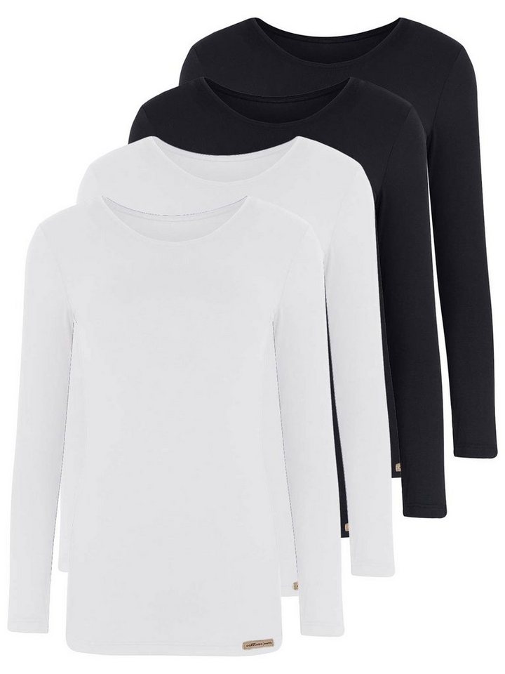 COMAZO Unterziehshirt 4er Pack Damen Baumwoll Langarm Shirt (Spar-Set, 4-St) Vegan von COMAZO