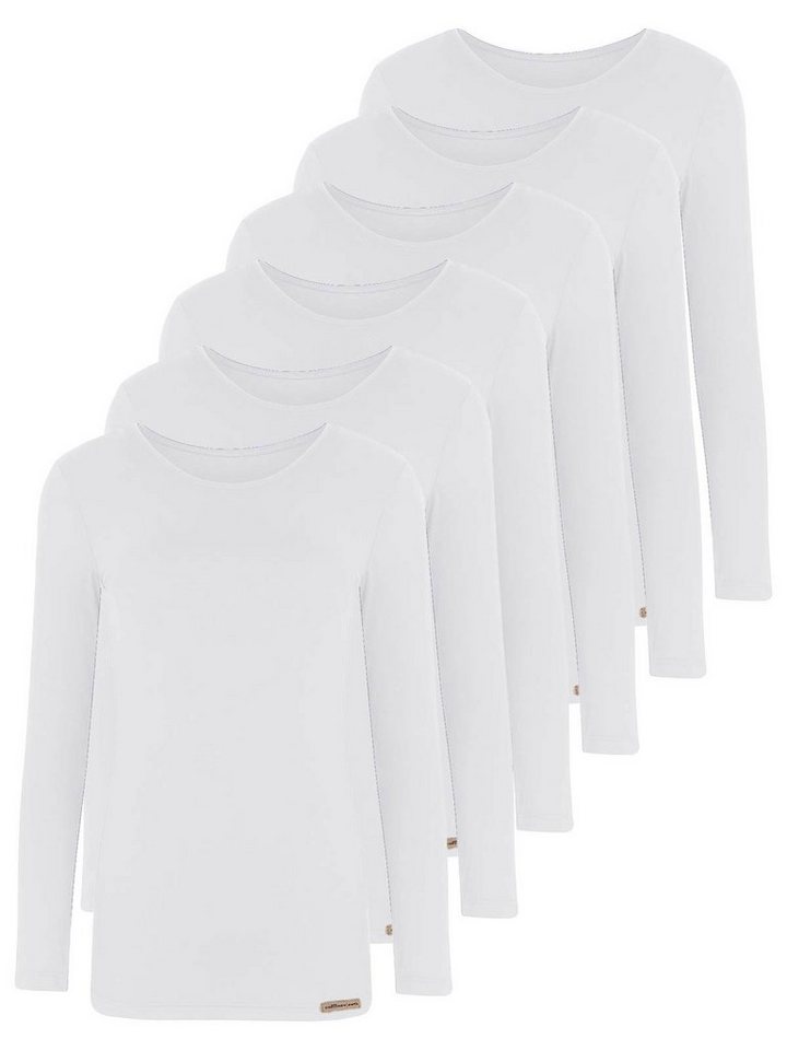 COMAZO Unterziehshirt 6er Pack Damen Baumwoll Langarm Shirt (Packung, 6-St) Vegan von COMAZO