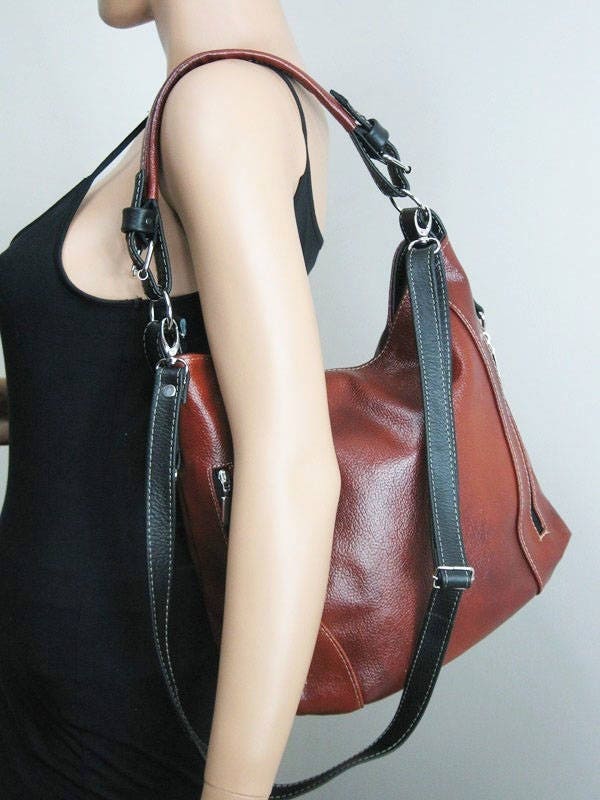 Braune Leder Hobo Bag - Jeden Tag Leder Umhängetasche Top Reißverschluss Tasche Handtasche Schultertasche Damen Geldbörse von COMBAG