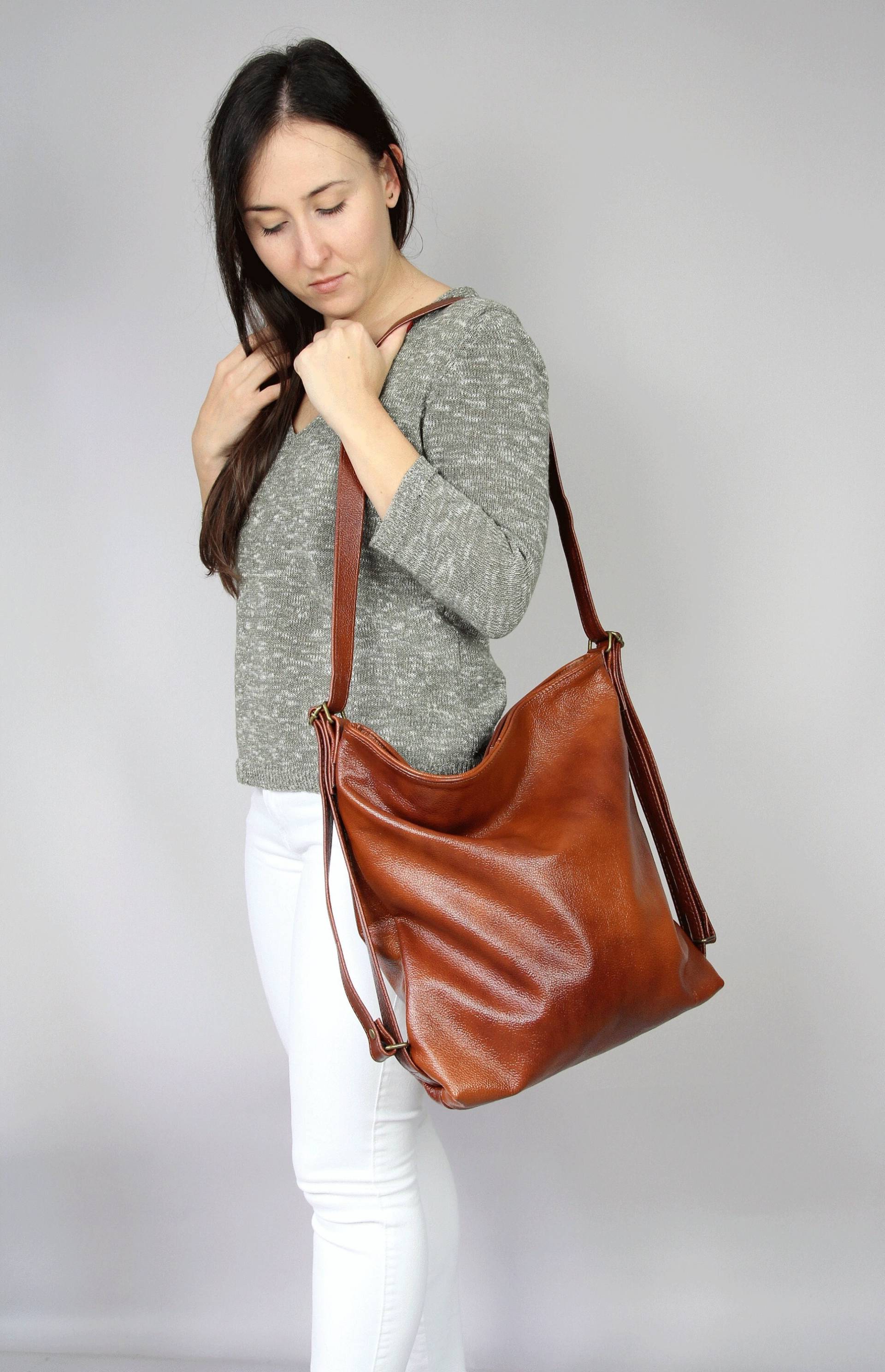 Brauner Leder Wandelrucksack Cognac Braun Leder Geldbörse Rucksack Umhängetasche Crossbody Tasche Damenhandtasche Ledertasche Brauner Leder Wandelrucksack Cognac Braun Leder Geldbörse Rucksack Umhängetasche Crossbody Tasche Damenhandtasche Ledertasche von COMBAG