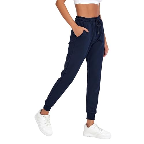 COMEOR Jogginghose Damen - Baumwolle Sporthose Lang, Trainingshosen, Frauen Freizeithosen, Sweatpants mit Regular Passform für Fitness, Yoga, Freizeit (Dunkelblau 2XL) von COMEOR