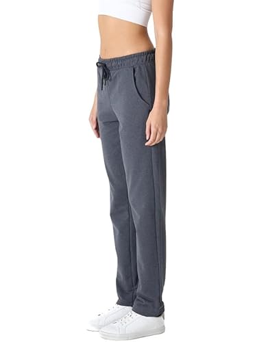 COMEOR Jogginghose Damen-Baumwolle Sporthose Lang - Sweatpants Frauen Freizeithose - Laufhosen Jogger - High Waist Trainingshose Geradem Bein Hose elastischem Bund und Taschen Yogahose Dunkelgrau, M von COMEOR