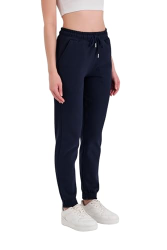 COMEOR Jogginghose Damen Baumwolle – Sporthose Frauen Trainingshose,Yogahose, Freizeithose Lang, Bequeme Laufhose mit Elastischem Rippbündchen, Jogging Sweatpants (Dunkelblau, S) von COMEOR