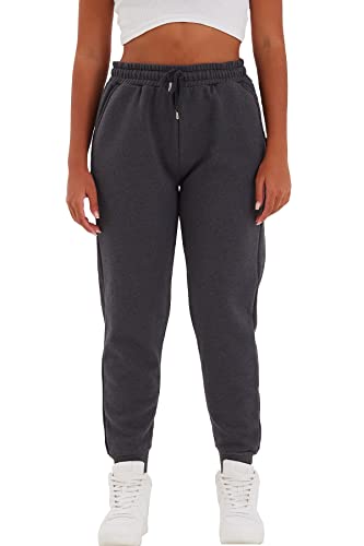 COMEOR Jogginghose Damen Baumwolle – Sporthose Frauen Trainingshose,Yogahose, Freizeithose Lang, Bequeme Laufhose mit Elastischem Rippbündchen, Jogging Sweatpants (Dunkelgrau, XS) von COMEOR