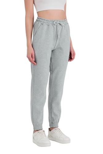 COMEOR Jogginghose Damen Baumwolle – Sporthose Frauen Trainingshose,Yogahose, Freizeithose Lang, Bequeme Laufhose mit Elastischem Rippbündchen, Jogging Sweatpants (Grau, L) von COMEOR