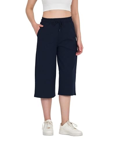 COMEOR Jogginghose Damen 3/4 - Sporthose Kurz Caprihose, Kurze Hose Frauen Capri Shorts, Bermuda Trainingshose (Dunkelblau, M) von COMEOR