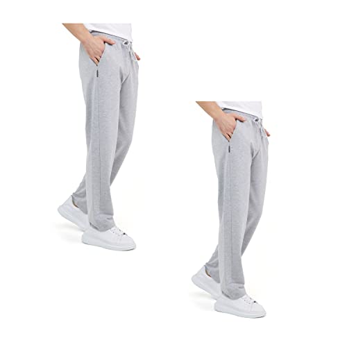 COMEOR Jogginghose Herren Baumwolle Sweathose - Lange Sport Hose Herren - Jogger Trainingshose Herren, Relaxing Hose, 2 Pack Hellgrau, XXL von COMEOR