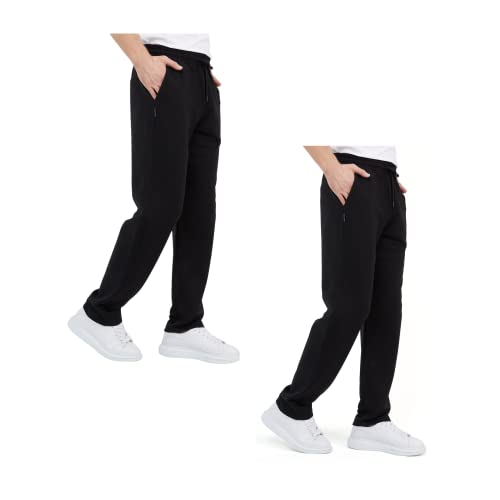 COMEOR Herren Jogginghose Baumwolle Sweathose - Lange Sport Hose - Jogger Trainingshose, Relaxing Hose, 2 Pack Schwarz, 6XL von COMEOR