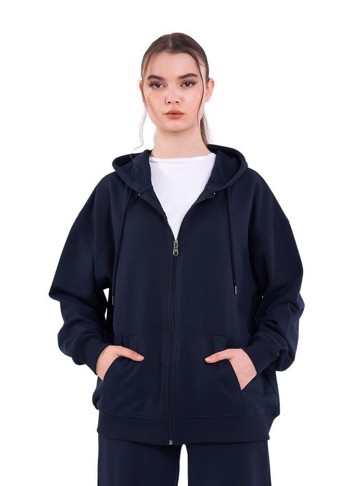COMEOR Kapuzensweatjacke Damen Bequeme Baumwoll-Hoodie-Jacke Kapuzensweatshirt mit durchgehendem Reißverschluss von COMEOR