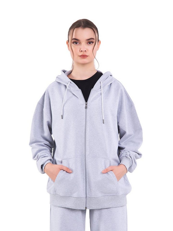 COMEOR Kapuzensweatjacke Damen Bequeme Baumwoll-Hoodie-Jacke Kapuzensweatshirt mit durchgehendem Reißverschluss von COMEOR