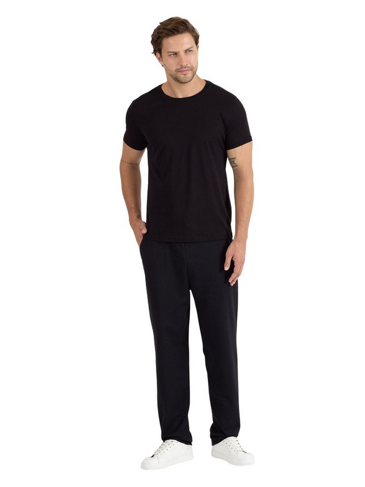 COMEOR Pyjama COMEOR Herren Pyjama Set 2-teilig – Kurzarm T-Shirt & lange Hose mit elastischem Bund, 2-teiliges Set, mit Seitentaschen von COMEOR