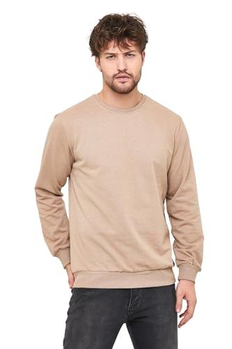 COMEOR Sweatshirt Herren Pullover Ohne Kapuze (Beige 2XL) von COMEOR