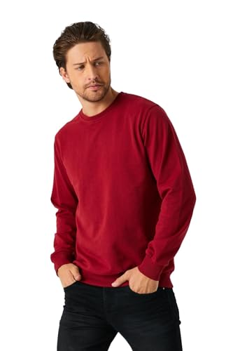 COMEOR Sweatshirt Herren Pullover Ohne Kapuze (Hellbordeaux 4XL) von COMEOR