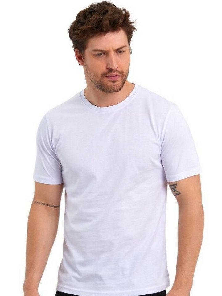 COMEOR T-Shirt Herren Basic T-Shirts Baumwolle (Packung, 1-tlg) mit gerader Ärmel Abschluss von COMEOR