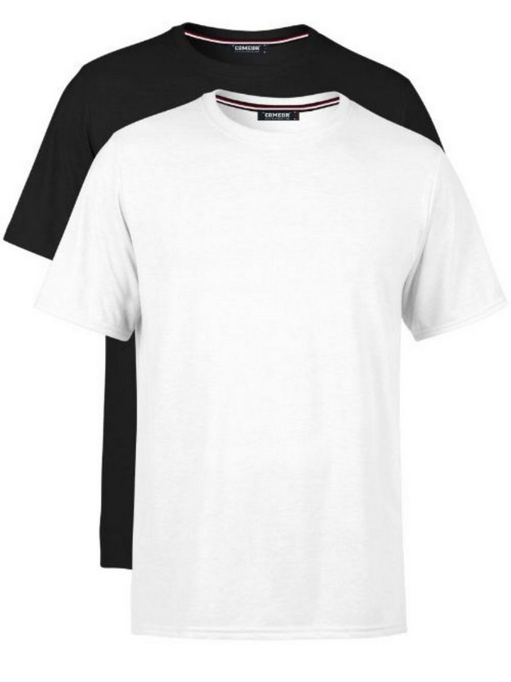 COMEOR T-Shirt Herren Basic T-Shirts Baumwolle (Packung, 2-tlg) mit gerader Ärmel Abschluss von COMEOR