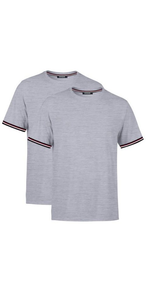 COMEOR T-Shirt Basic Herren Kurzarm Rundhalls (Packung, 2-tlg) mit gestreiften Ärmel Bündchen von COMEOR