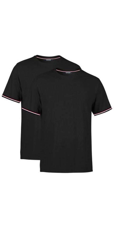 COMEOR T-Shirt Basic Herren Kurzarm Rundhalls (Packung, 2-tlg) mit gestreiften Ärmel Bündchen von COMEOR