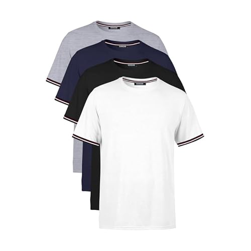 COMEOR T Shirt Herren Kurzarm Elegant Baumwolle Sport Männer Rundhals 2-3-4 Pack, Stylischer Streifen am Ärmel,4 Farben COMEOR T Shirt Herren Kurzarm Elegant Baumwolle Sport Männer Rundhals 2-3-4 Pack, Stylischer Streifen am Ärmel,4 Farben von COMEOR