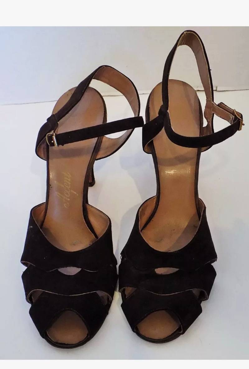 Open Toe Shoe 1940S Braun Wildleder Akzent Knöchelband von COMEPRIMA