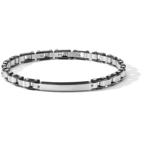 Herren-Armband von Cometen aus der Kollektion Suits. Armband aus Stahl mit schwarzer PVD und schwarzen Zirkonia. Die Referenz lautet: UBR 1239. von COMETE GIOIELLI