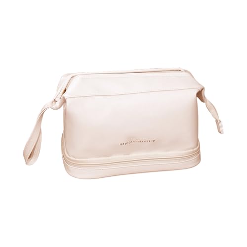 COMETX Große Kapazität Haupttasche Frauen Double Layer Make-up Tasche Große Kapazität Haupttasche Boden Make-up Pinsel Aufbewahrungstasche Mit Innentasche Kosmetik Organizer Reise Kulturbeutel PU von COMETX