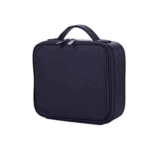 COMETX Make-up-Tasche mit 6 Fächern, tragbare Make-up-Tasche, Kosmetik-Organizer, Handheld-Reise-Etui mit Schwammfach, doppellagig, für Damen, tragbar, Kosmetik-Organizer, Aufbewahrungskoffer, Schwarz von COMETX