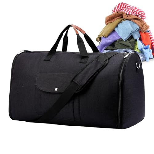 COMFOLIVING Garment Duffle Bag,Duffle Carry On Garment Bag | 2 in 1 Cabrio Wochenende Tasche - Carry On Cabrio Duffle Garment Bag für Männer - Hängen Sie Koffer Anzug Business Reisetasche, schwarzes von COMFOLIVING